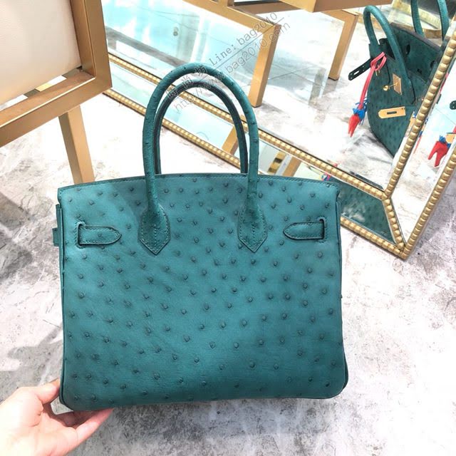 Hermes女包 愛馬仕Birkin30cm Hermes鉑金包 進口k級鴕鳥皮 手工蠟線縫製 Hermes鴕鳥皮手提女包  am1988